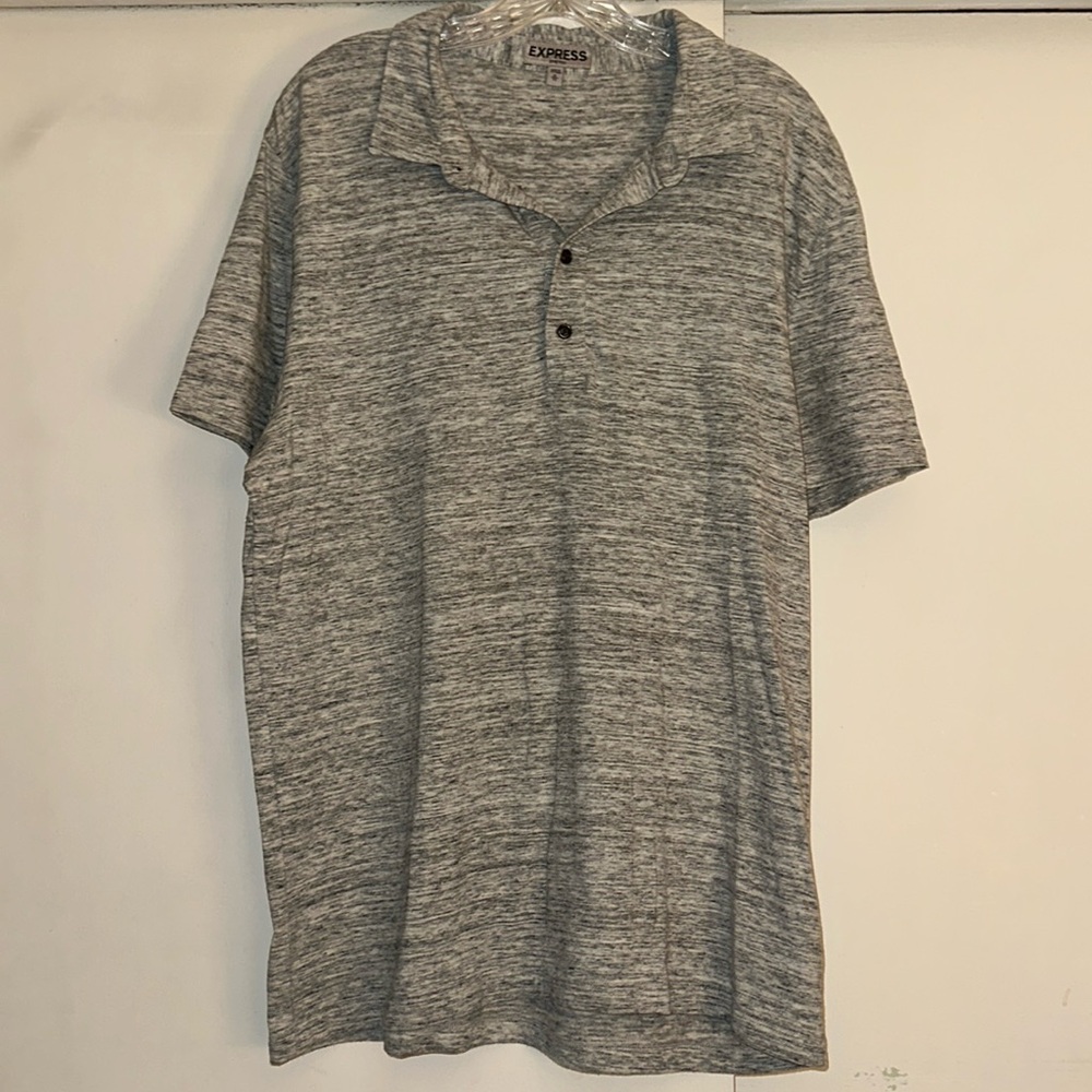 Men’s Express polo shirt in grey tweed with stretch